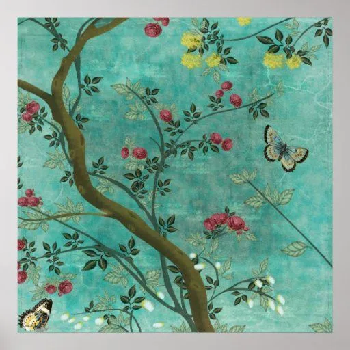 Mariposas hermosas del árbol del flor de la antigü posters de Zazzle.