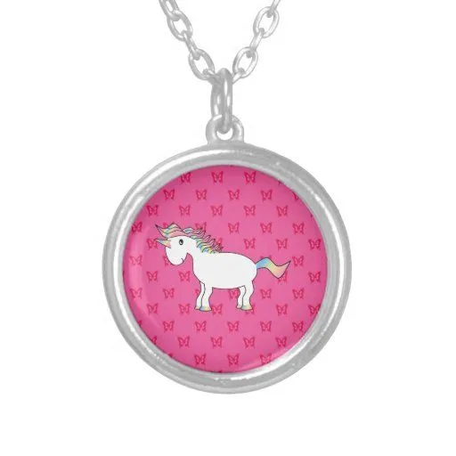 Mariposas lindas del rosa del unicornio collares personalizados de ... Mariposas lindas del rosa del unicornio collares personalizados de ...