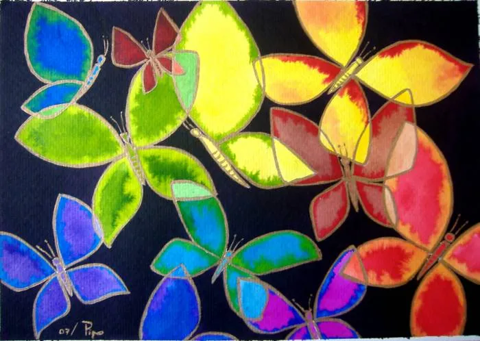 mariposas multicolores - vendido pipo jost nicolas - Artelista.com mariposas multicolores - vendido pipo jost nicolas - Artelista.com
