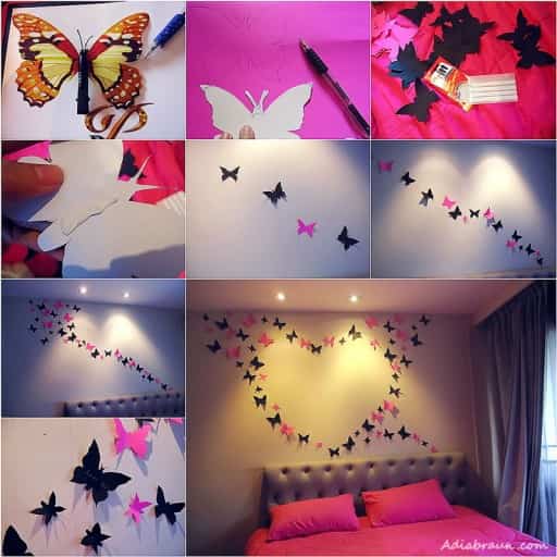 Mariposas de papel para decorar paredes de dormitorio Mariposas de papel para decorar paredes de dormitorio