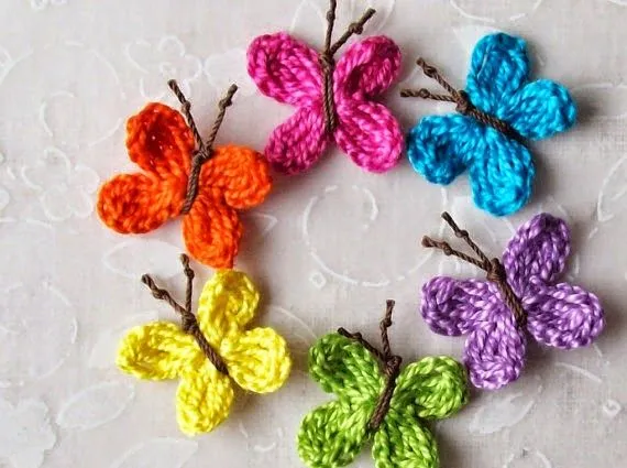 Mariposas de primavera tejidas al crochet - con patrones | Crochet ...