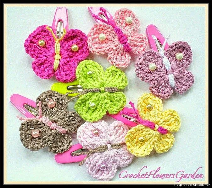 Mariposas de primavera tejidas al crochet - con patrones | Crochet ... Mariposas de primavera tejidas al crochet - con patrones | Crochet ...
