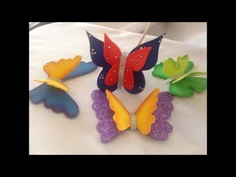 Mariposas tridimensionales en goma eva - youtube,youtuber,utube ...