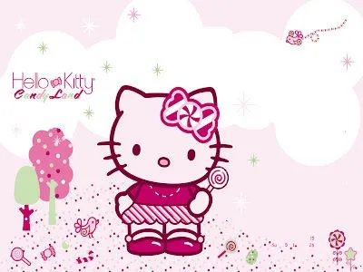 Fondos y Postales: Fondo de hello kitty con caramelos