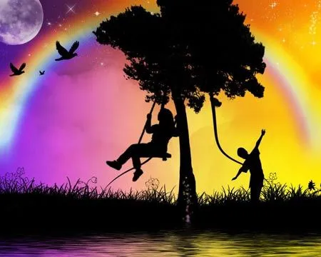 Silueta niños jugando - Imagui