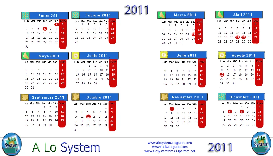 A Lo System Producer: Calendario 2011