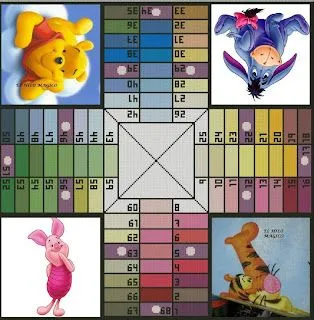 MÁS PUNTO DE CRUZ: PARCHIS WINNIE THE POOH