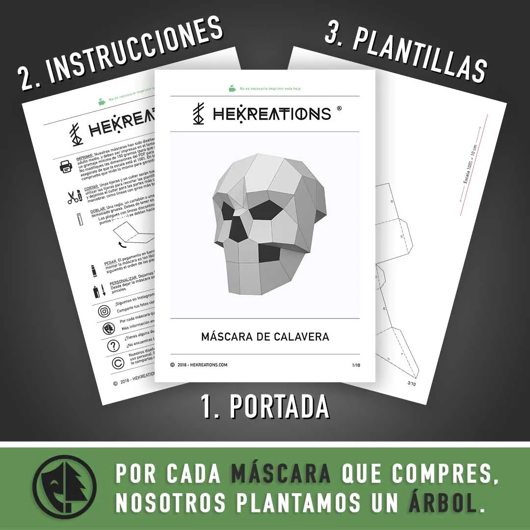 Máscara de Calavera para Imprimir con Papel | Plantillas PDF Máscara de Calavera para Imprimir con Papel | Plantillas PDF