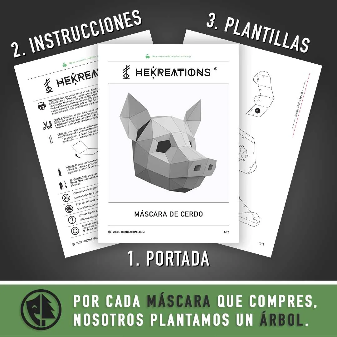 Máscara de Cerdo para Imprimir con Papel | Plantillas PDF Máscara de Cerdo para Imprimir con Papel | Plantillas PDF