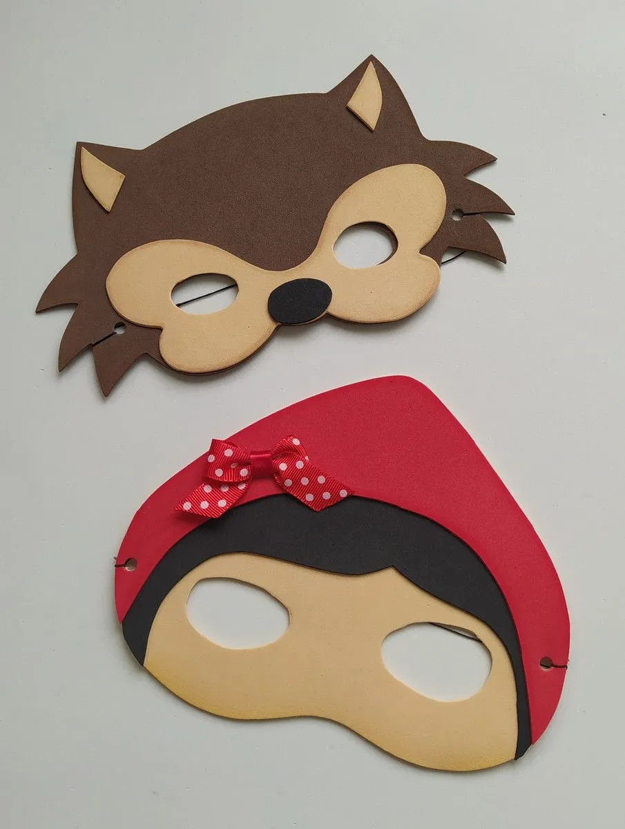 Máscara Chapeuzinho Vermelho e Lobo Mau | Elo7 Produtos Especiais Máscara Chapeuzinho Vermelho e Lobo Mau | Elo7 Produtos Especiais