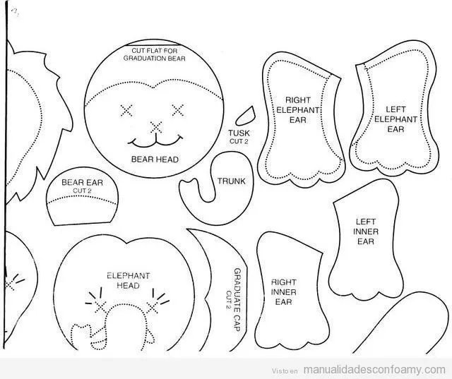 Como hacer una mascara de elefante de fomi | Memory bears pattern, Bear pattern, Teddy bear sewing pattern Como hacer una mascara de elefante de fomi | Memory bears pattern, Bear pattern, Teddy bear sewing pattern