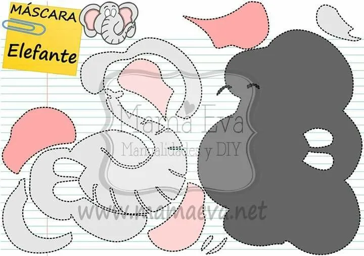 Máscara de elefante. Muchas más en www.mamaeva.net. Visítanos! | Libros de tela, Revistas de costura, Mascara de elefante Máscara de elefante. Muchas más en www.mamaeva.net. Visítanos! | Libros de tela, Revistas de costura, Mascara de elefante