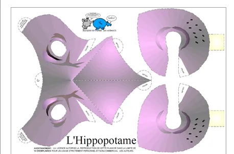 Mascara de hipopotamo en foami - Imagui