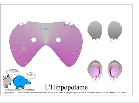 Máscara de hipopótamo para imprimir - Nos disfrazamos Máscara de hipopótamo para imprimir - Nos disfrazamos