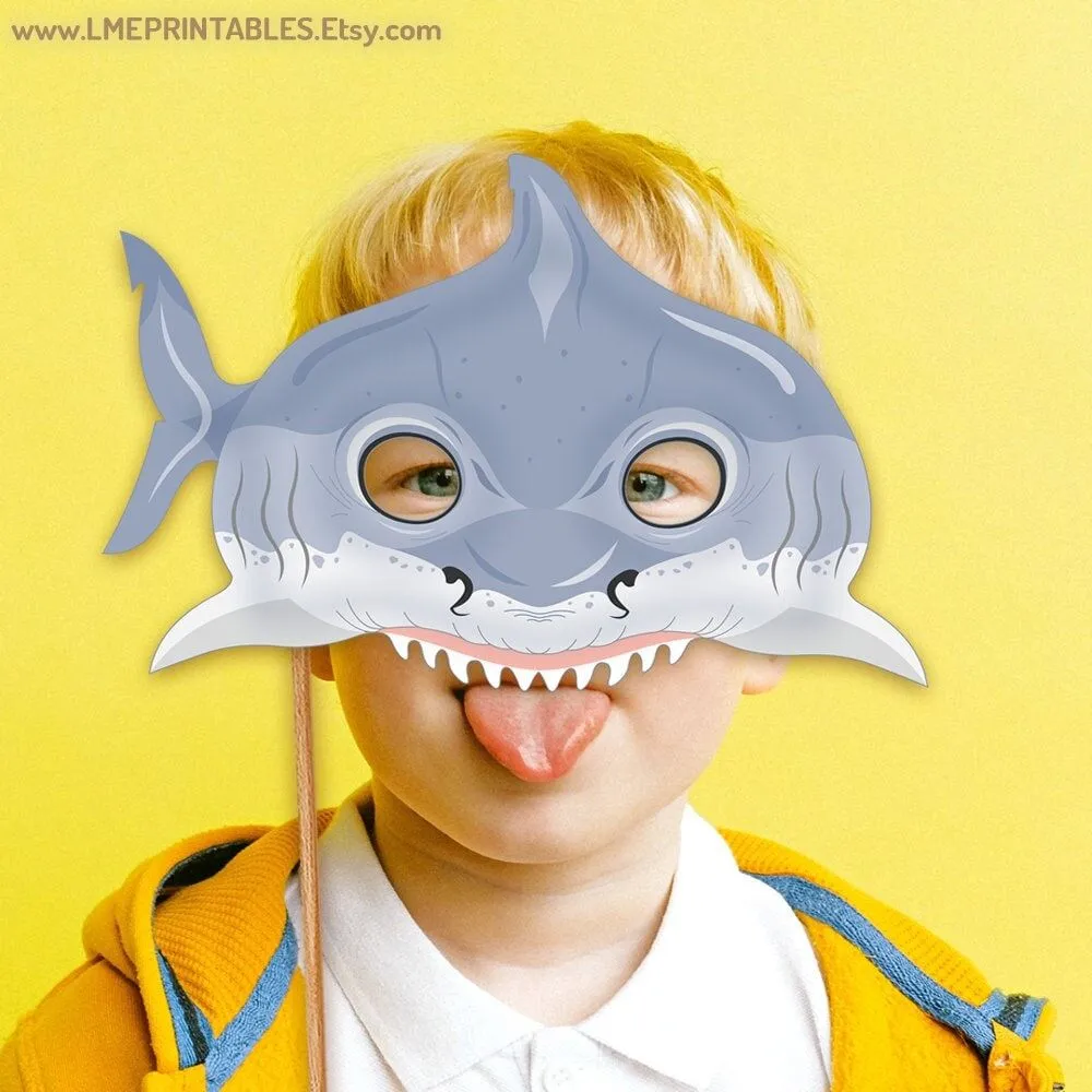 Máscara imprimible de tiburón Disfraz de Halloween Pez Fiesta - Etsy México Máscara imprimible de tiburón Disfraz de Halloween Pez Fiesta - Etsy México