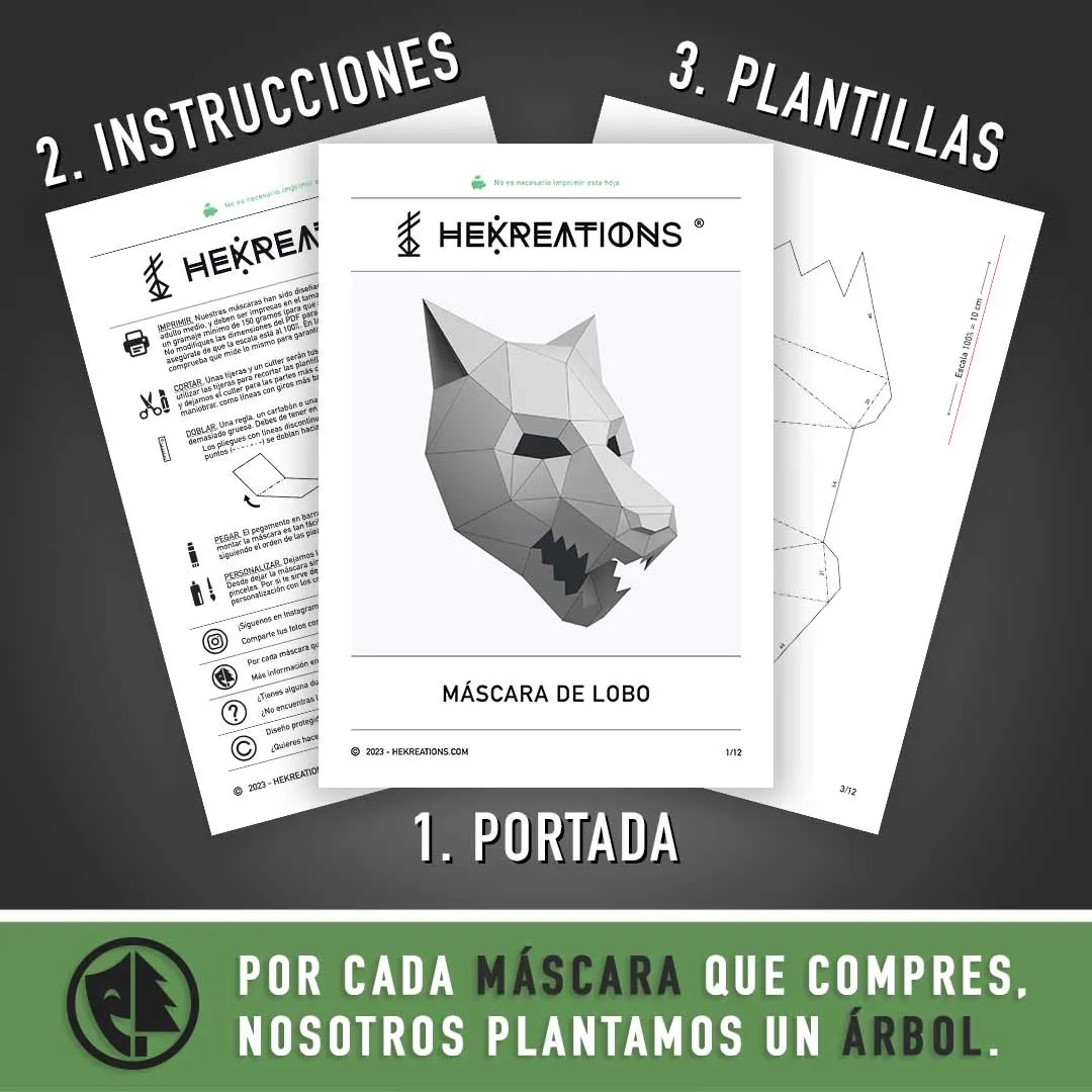 Máscara de Lobo para Imprimir con Papel | Plantillas PDF Máscara de Lobo para Imprimir con Papel | Plantillas PDF