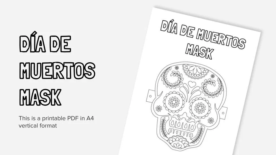 Máscara del Día de Muertos | Ficha imprimible para colorear Máscara del Día de Muertos | Ficha imprimible para colorear