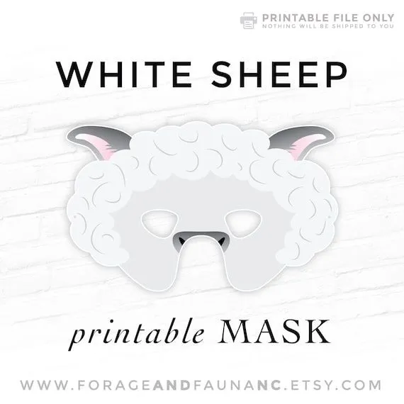Máscara de oveja blanca imprimible Máscara de Pascua Chuleta - Etsy México Máscara de oveja blanca imprimible Máscara de Pascua Chuleta - Etsy México