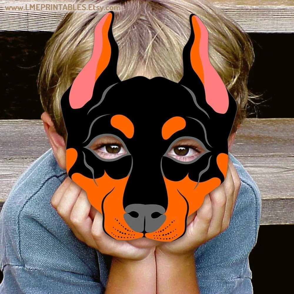 Máscara de Perro Doberman Máscaras Imprimibles Disfraz de - Etsy México Máscara de Perro Doberman Máscaras Imprimibles Disfraz de - Etsy México