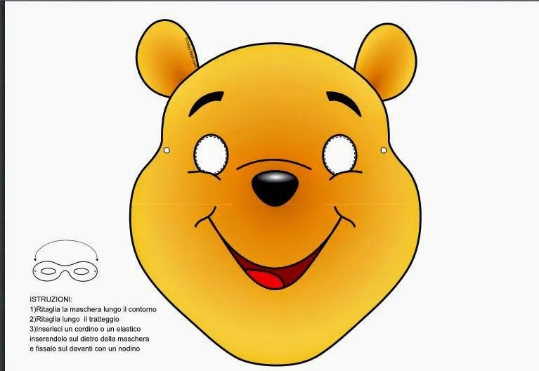 Máscara de Winnie the pooh para imprimir | Máscaras de Carnaval Máscara de Winnie the pooh para imprimir | Máscaras de Carnaval
