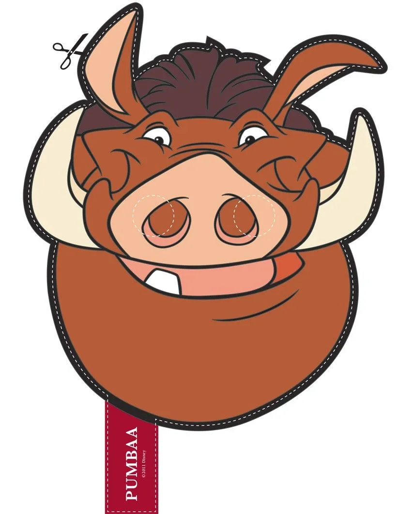 Máscaras de ANIMALES SALVAJES - Máscara PUMBA para recortar e impirmir Máscaras de ANIMALES SALVAJES - Máscara PUMBA para recortar e impirmir