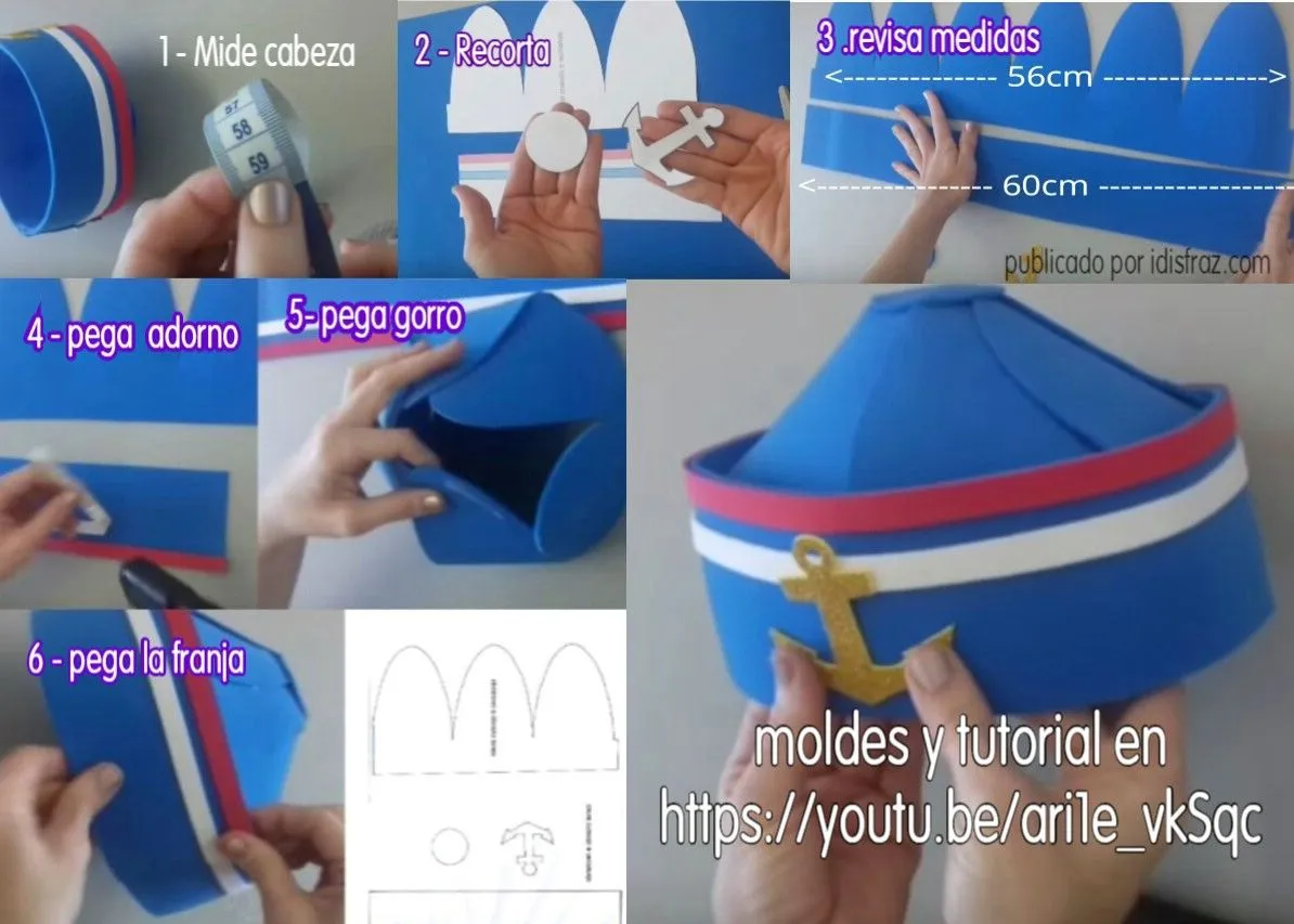 Máscaras de Carnaval: Hacer gorro marinero Goma Eva Máscaras de Carnaval: Hacer gorro marinero Goma Eva