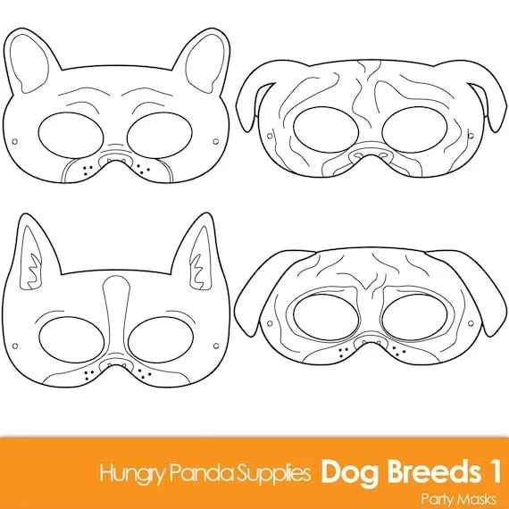 Máscaras para colorear imprimibles de raza de perro máscara - Etsy México Máscaras para colorear imprimibles de raza de perro máscara - Etsy México