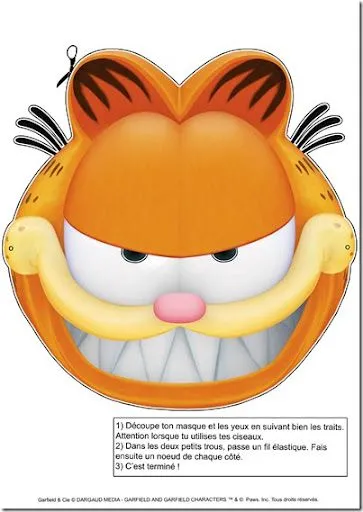 Máscaras de Garfield Halloween para recortar - Disfraz casero Máscaras de Garfield Halloween para recortar - Disfraz casero