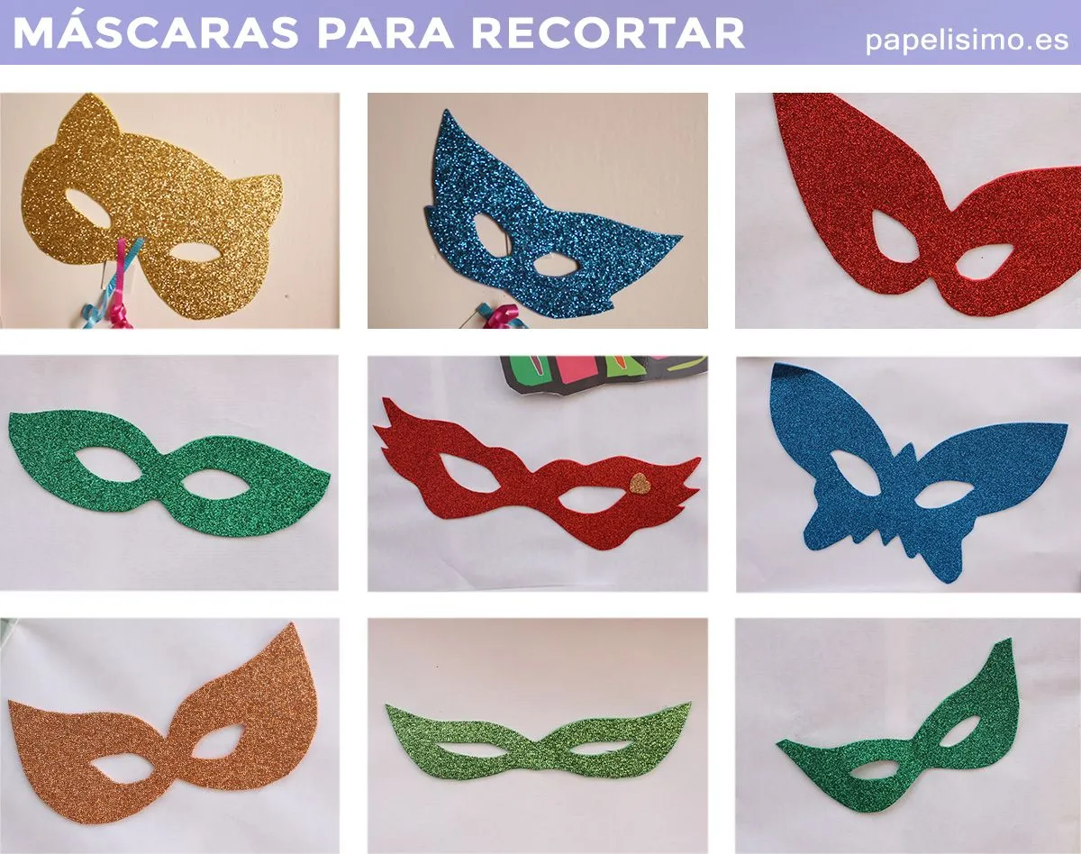 9 máscaras de goma eva para imprimir y recortar | Papelisimo 9 máscaras de goma eva para imprimir y recortar | Papelisimo