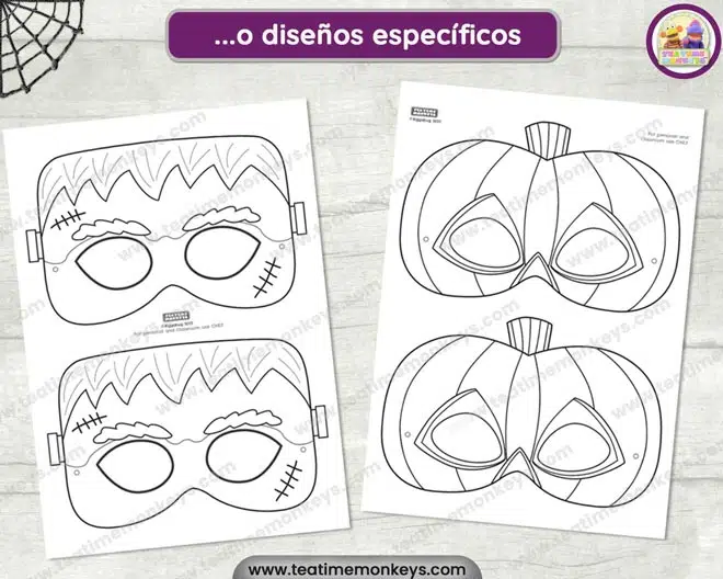 Máscaras de Halloween para Colorear - Tea Time Monkeys Máscaras de Halloween para Colorear - Tea Time Monkeys