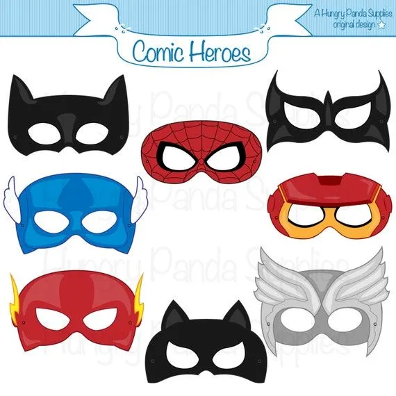 Máscaras de héroe cómico héroes de cómic por HappilyAfterDesigns