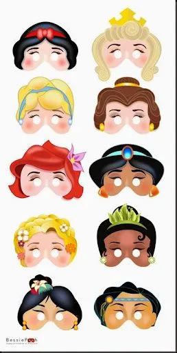 Máscaras de princesas Disney para imprimir | Máscaras de Carnaval Máscaras de princesas Disney para imprimir | Máscaras de Carnaval