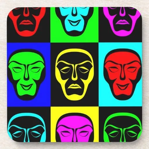 Máscaras de teatro posavaso de Zazzle.