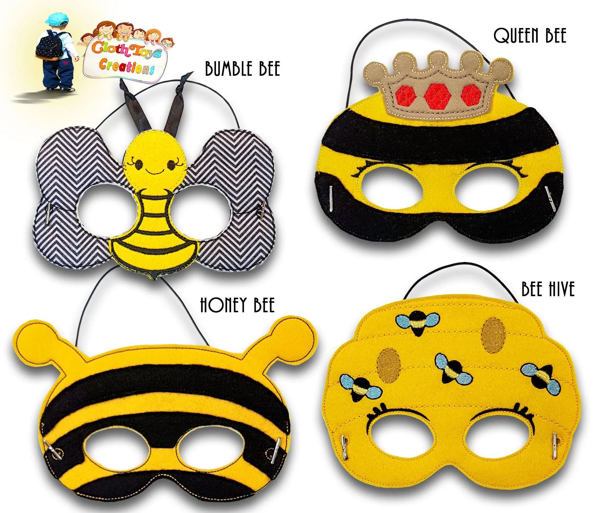 Máscaras temáticas de abejas de fieltro colmena de abejas - Etsy México Máscaras temáticas de abejas de fieltro colmena de abejas - Etsy México