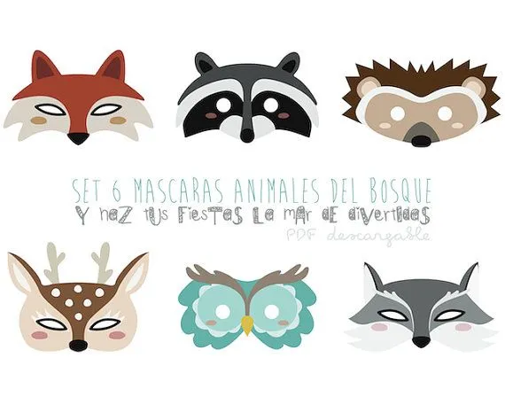 Máscaras+ANIMALES+DEL+BOSQUE.+Descargable+by+papilladefruta,+€5.00 ...