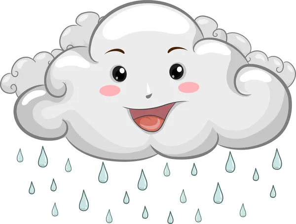 Mascota de nube feliz con las gotas de lluvia — Foto stock ... Mascota de nube feliz con las gotas de lluvia — Foto stock ...