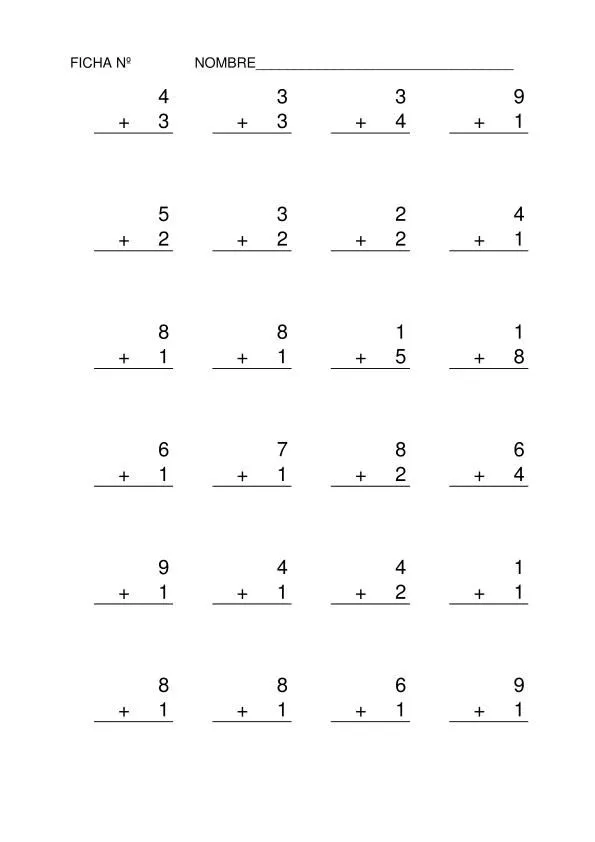 Mate de 2º de Primaria: FICHAS DE SUMAS