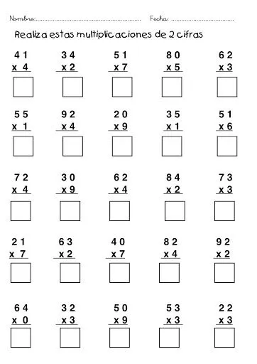 EJERCICIOS MULTIPLICACION POR UNA CIFRA