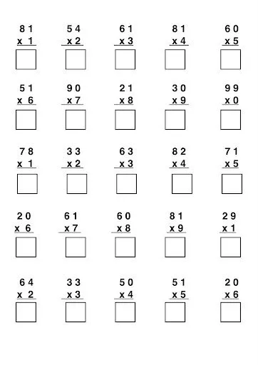 EJERCICIOS MULTIPLICACION POR UNA CIFRA
