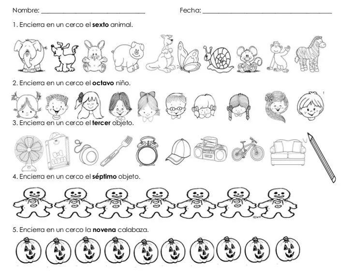 Número ordinales practica 1 | Matemática | Pinterest