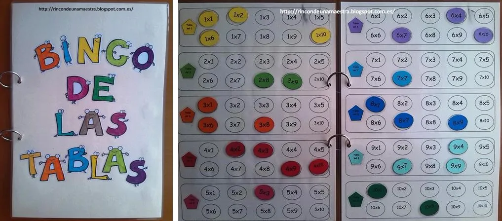 Material Manipulativo el bingo de las tablas de multiplicar