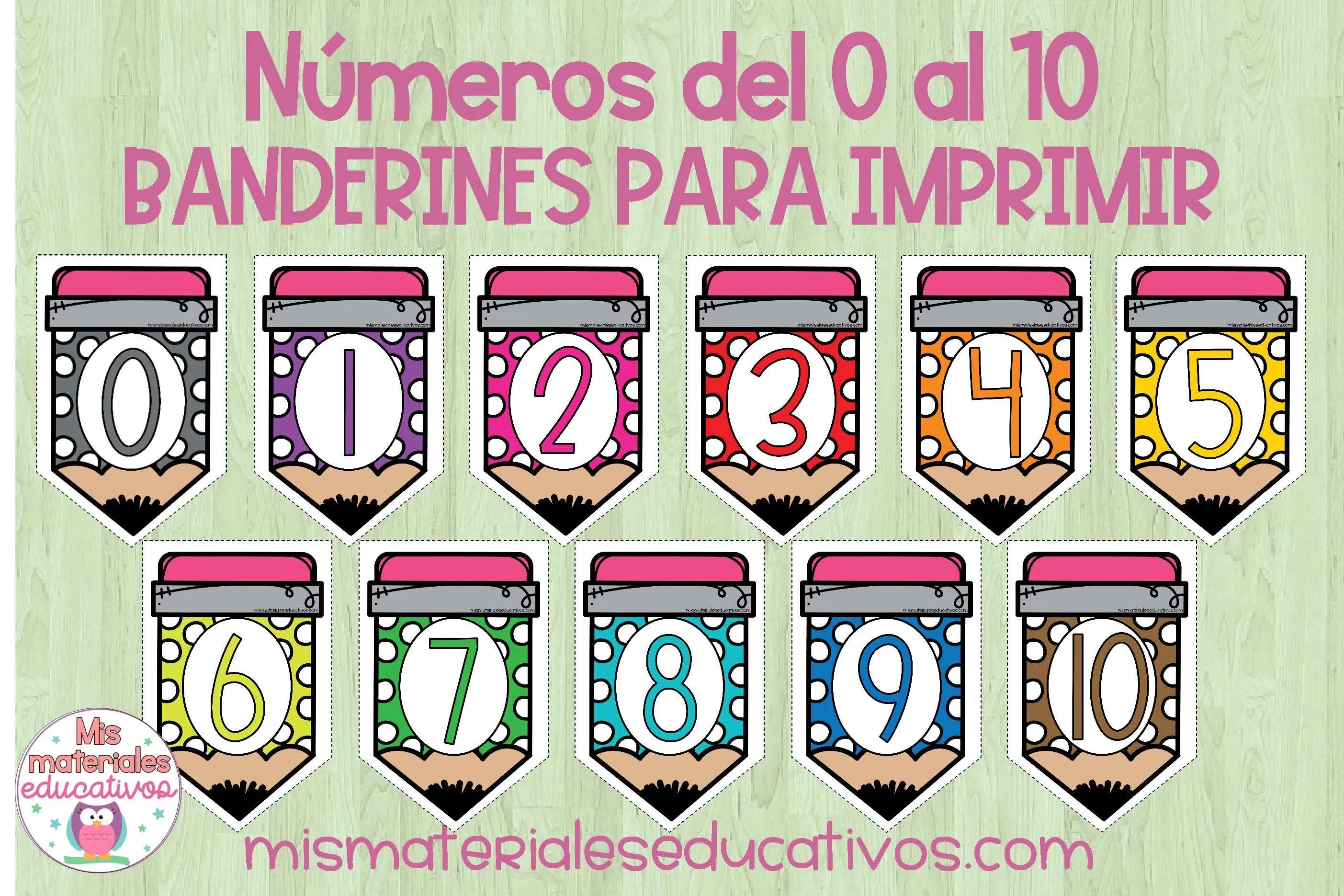 Mis Materiales Educativos: Banderines con números para imprimir. Banners numeros del 1 al 10 con el 0. Mis Materiales Educativos: Banderines con números para imprimir. Banners numeros del 1 al 10 con el 0.