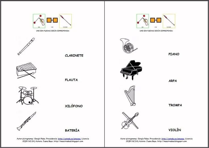 MATERIALES Fichas de lectura "Los instrumentos musicales". Se ...