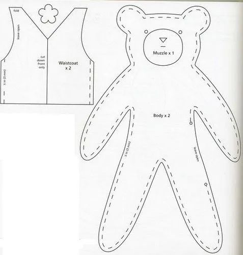 Materiales gráficos Gaby: Oso de peluche con molde de costura