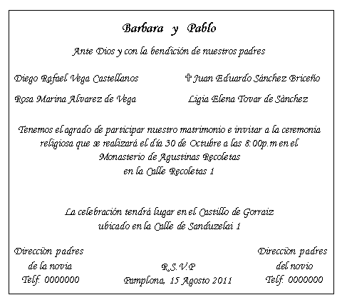 Matrimonio...e un tocco di classe: Como Escribir las Invitaciones ...