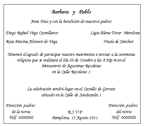 Matrimonio...e un tocco di classe: Como Escribir las Invitaciones ...