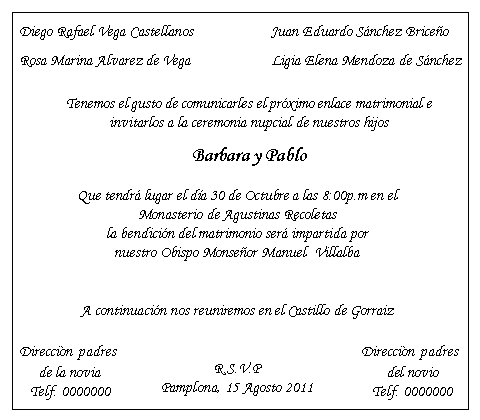 Texto para invitaciónes de boda religiosa - Imagui