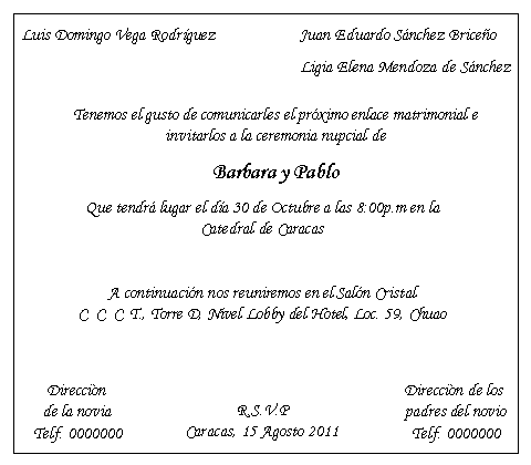 Matrimonio...e un tocco di classe: Como Escribir las Invitaciones ...