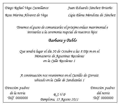 Matrimonio...e un tocco di classe: Como Escribir las Invitaciones ...