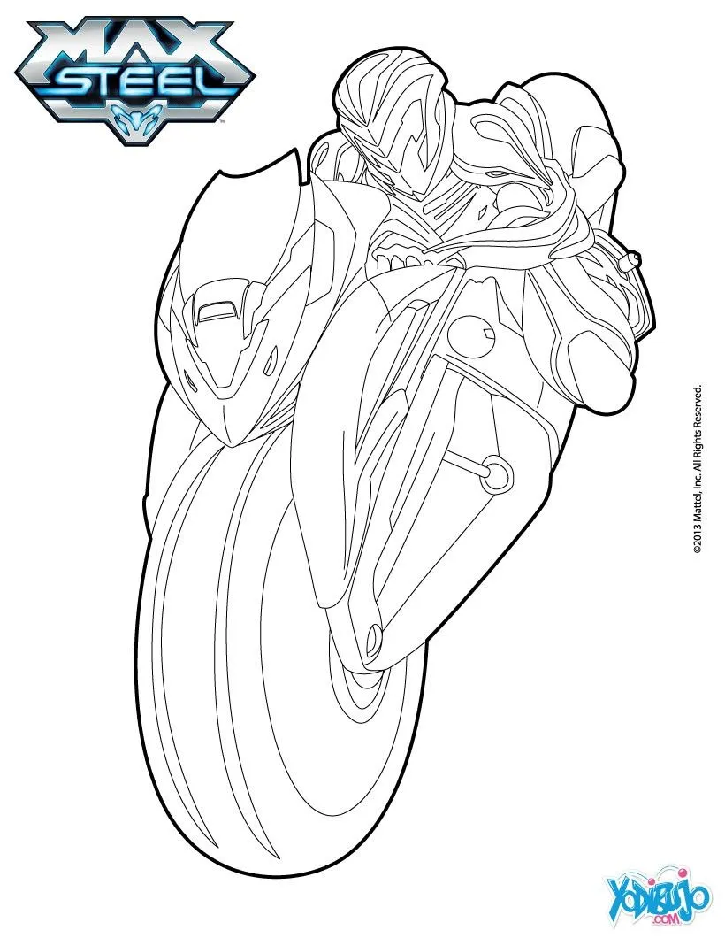 Pin Dibujo Para Colorear Max Steel Y Su Motocicleta on Pinterest